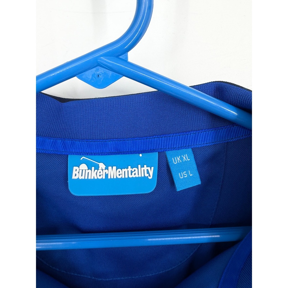 Bunker Mentality Mens Royal Blue Performance Golf Polo Shirt Striped Trim Size L - Picture 5 of 7